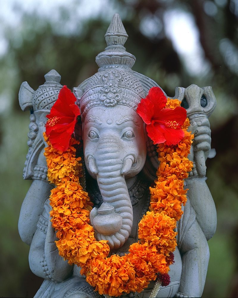 Indonesia-Bali Garland on statue of the Hindu elephant god-Ganesh art print by Jaynes Gallery for $57.95 CAD